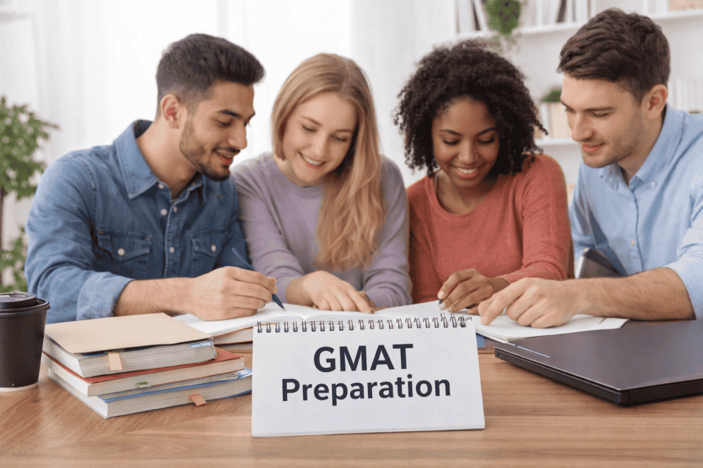 GMAT preparation students studying together
